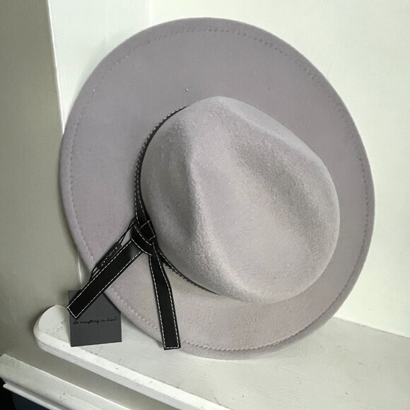 NWT Do Everything in Love Felted Panama Silver Gray Leather Band Brim Hat Unisex - Picture 2 of 6